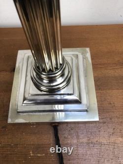 Large Victorian Silver Plate Corinthian Column Table Lamp English GS, Garrard