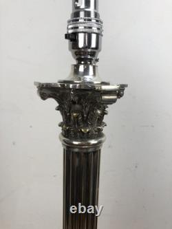Large Victorian Silver Plate Corinthian Column Table Lamp English GS, Garrard