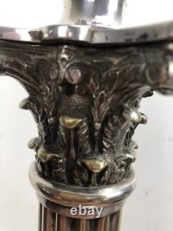 Large Victorian Silver Plate Corinthian Column Table Lamp English GS, Garrard