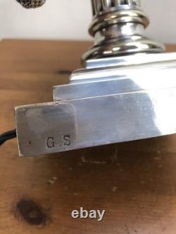 Large Victorian Silver Plate Corinthian Column Table Lamp English GS, Garrard