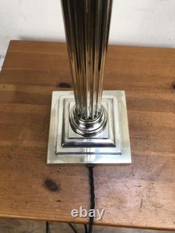 Large Victorian Silver Plate Corinthian Column Table Lamp English GS, Garrard Large Victorian Silver Plate Corinthian Column Table Lamp English GS, Garrard