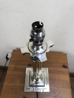 Large Victorian Silver Plate Corinthian Column Table Lamp English GS, Garrard