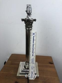 Large Victorian Silver Plate Corinthian Column Table Lamp English GS, Garrard