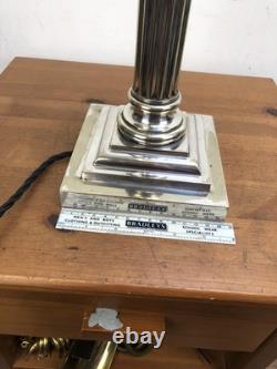 Large Victorian Silver Plate Corinthian Column Table Lamp English GS, Garrard