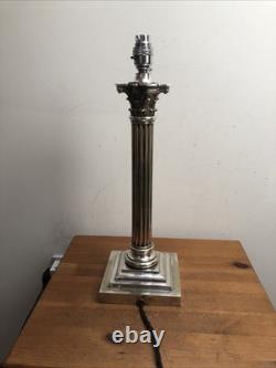 Large Victorian Silver Plate Corinthian Column Table Lamp English GS, Garrard