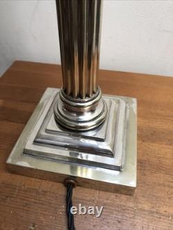 Large Victorian Silver Plate Corinthian Column Table Lamp English GS, Garrard Large Victorian Silver Plate Corinthian Column Table Lamp English GS, Garrard