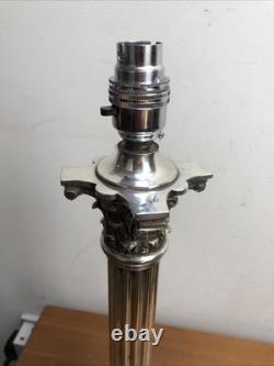 Large Victorian Silver Plate Corinthian Column Table Lamp English GS, Garrard