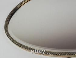 Large Vintage Silver Plated Wall Oval Bevelled Rope Edge Mirror