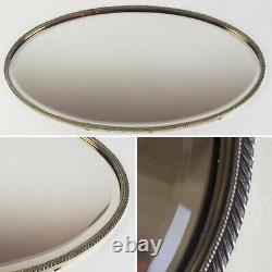 Large Vintage Silver Plated Wall Oval Bevelled Rope Edge Mirror