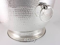 Large Vintage Silver Plated Wine Cooler. Hammered Big Champagne Ice Bucket Bowl