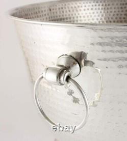 Large Vintage Silver Plated Wine Cooler. Hammered Big Champagne Ice Bucket Bowl