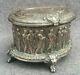 Large antique Napoleon III jewelry box 19th century silver plated copper lions