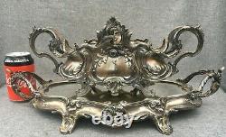Large antique french Art Nouveau table center planter early 1900's silver plate