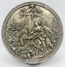 Large antique french Renaissance silver plated jewelry box 19th century