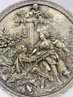 Large antique french Renaissance silver plated jewelry box 19th century