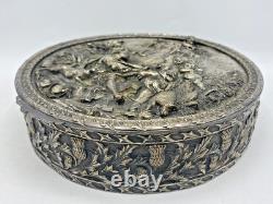 Large antique french Renaissance silver plated jewelry box 19th century