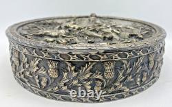 Large antique french Renaissance silver plated jewelry box 19th century