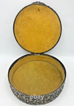 Large antique french Renaissance silver plated jewelry box 19th century