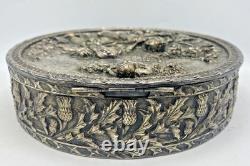 Large antique french Renaissance silver plated jewelry box 19th century