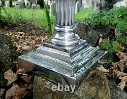 Large antique silver plated Corinthian column table lamp newly rewired 47cm tall