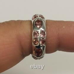 Late 20th C. Vintage'a' Grade Tourmaline & Amethyst Rhodium Plated Silver Rings