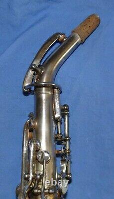 Late Model Buescher Curved Bb SILVER PLATED Soprano Sax with original case