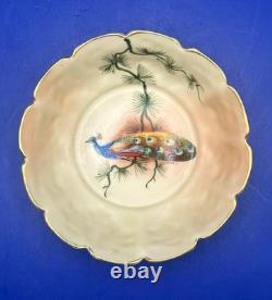 Locke & Co. Worcester Peacock Candy Dish in Silver Plated Frame, c. 1902-14