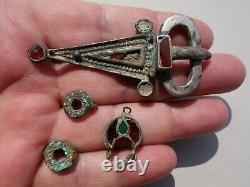Lot Merovingian Frankish Silver-Gilded buckle-red plate garnets other decoration