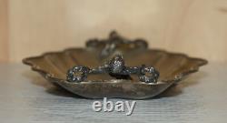 Lovely Antique Original Worn Finish Silver Plated Cherub Handle Serving Tray