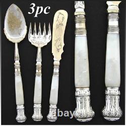 Lovely Antique Victorian Era Silver Plate & Mother of Pearl 3c Hors d'Oeuvre Set