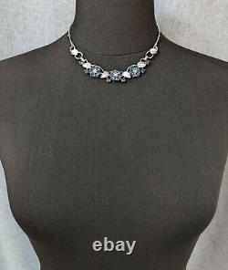 Lovely Vintage Rhodium Faux Sapphire Necklace Signed Jewelcraft Jewellery