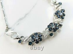 Lovely Vintage Rhodium Faux Sapphire Necklace Signed Jewelcraft Jewellery