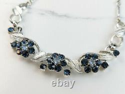 Lovely Vintage Rhodium Faux Sapphire Necklace Signed Jewelcraft Jewellery