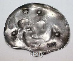 Lovely silver plated lady & angel WMF Art Nouveau Jugendstil small wall tray