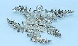 MAGNIFICENT ANTIQUE SILVER PLATED SCOTTISH FERN BROOCH or KILT PIN WITH CITRINE