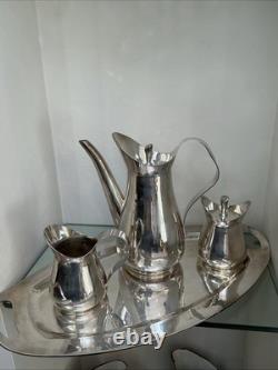 MCM Silver Plated With Mexican Origin Markings Tea Set Of 3