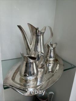 MCM Silver Plated With Mexican Origin Markings Tea Set Of 3