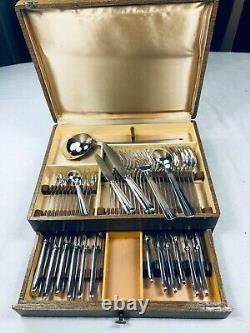 MÉNAGÈRE ERCUIS ART DECO 61 Pcs SILVER PLATED FLATWARE DINER SET TOP