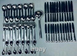 MÉNAGÈRE ERCUIS ART DECO 61 Pcs SILVER PLATED FLATWARE DINER SET TOP