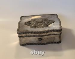 MERIDEN Silver Plate Victorian Jewelry Trinket Box 8 Original Lining Antique