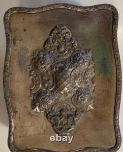 MERIDEN Silver Plate Victorian Jewelry Trinket Box 8 Original Lining Antique