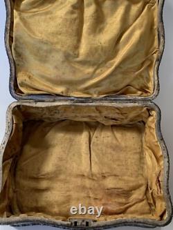 MERIDEN Silver Plate Victorian Jewelry Trinket Box 8 Original Lining Antique