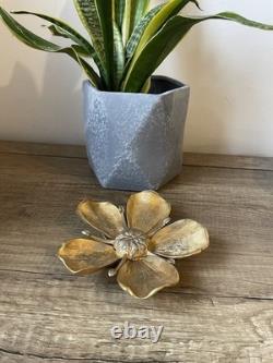 MID Century Art Nouveau Style Designer Silver Plated Brass Lotus Flower Ashtray