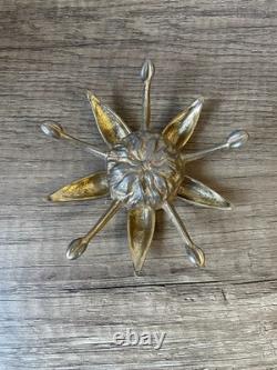 MID Century Art Nouveau Style Designer Silver Plated Brass Lotus Flower Ashtray