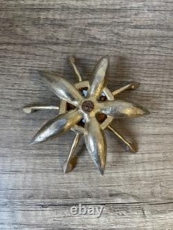 MID Century Art Nouveau Style Designer Silver Plated Brass Lotus Flower Ashtray