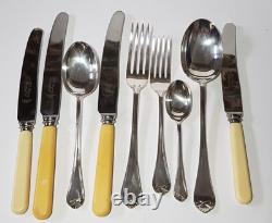 MID Century Teak Cutlery Canteen Silver Plated & Resin Faux Bone
