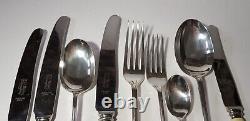 MID Century Teak Cutlery Canteen Silver Plated & Resin Faux Bone