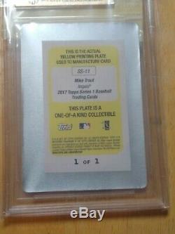 MIKE TROUT 2017 Topps Series 1 Silver Slugger Yellow Printing Plate 1/1 BGS 9.5