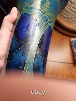 MOORCROFT Large MOONLIT BLUE Vase Silver plated mount 11 7/8 in. Tall BEAUTIFUL