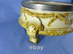 Majolica Wedgwood & Silver Plated Salad Bowl With Servers C1900 (Art Nouveau)